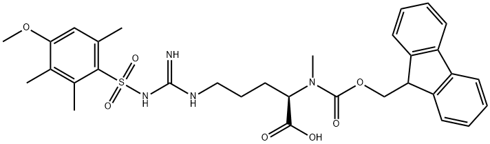 D-Ornithine, N2-[(9H-fluoren-9-ylmethoxy)carbonyl]-N5-[imino[[(4-methoxy-2,3,6-trimethylphenyl)sulfonyl]amino]methyl]-N2-methyl-,2022956-31-4,结构式