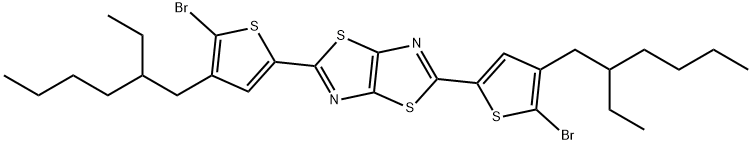 Thiazolo[5,4-d]thiazole, 2,5-bis[5-bromo-4-(2-ethylhexyl)-2-thienyl]-,2029196-32-3,结构式