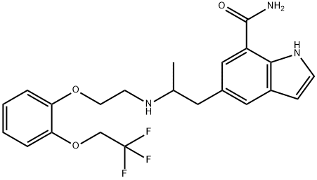 1H-Indole-7-carboxamide, 5-[2-[[2-[2-(2,2,2-trifluoroethoxy)phenoxy]ethyl]amino]propyl]- Struktur