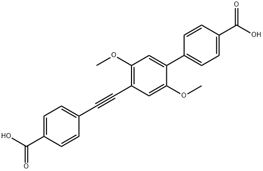 [1,1'-Biphenyl]-4-carboxylic acid, 4'-[2-(4-carboxyphenyl)ethynyl]-2',5'-dimethoxy- Structure
