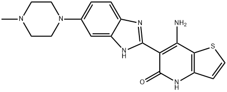 7-Amino-6-[6-(4-methyl-1-piperazinyl)-1H-benzimidazol-2-yl]-thieno[3,2-b]pyridin-5(4H)-one Struktur
