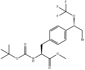 methyl (S)-3-(4-((S)-2-bromo-1-(trifluoromethoxy)ethyl)phenyl)-2-((tert-butoxycarbonyl)amino)propanoate,2070902-57-5,结构式