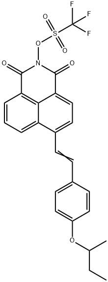 Methanesulfonic acid, 1,1,1-trifluoro-, 6-[2-[4-(1-methylpropoxy)phenyl]ethenyl]-1,3-dioxo-1H-benz[de]isoquinolin-2-yl ester Structure