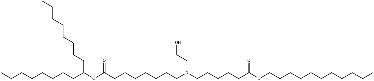 Octanoic acid, 8-[(2-hydroxyethyl)[6-oxo-6-(undecyloxy)hexyl]amino]-, 1-octylnonyl ester 化学構造式