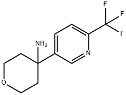 2H-Pyran-4-amine, tetrahydro-4-[6-(trifluoromethyl)-3-pyridinyl]- 化学構造式