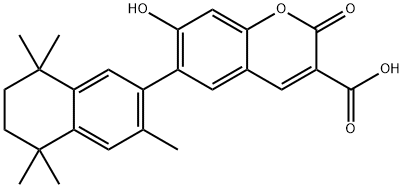 2H-1-Benzopyran-3-carboxylic acid, 7-hydroxy-2-oxo-6-(5,6,7,8-tetrahydro-3,5,5,8,8-pentamethyl-2-naphthalenyl)- Structure