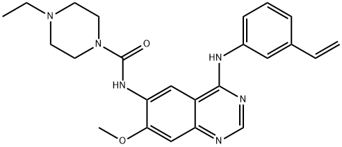 1-Piperazinecarboxamide, N-[4-[(3-ethenylphenyl)amino]-7-methoxy-6-quinazolinyl]-4-ethyl- 结构式