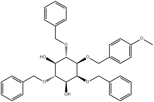 myo-Inositol, 1-O-(4-methoxyphenyl)methyl-2,4,6-tris-O-(phenylmethyl)- Struktur