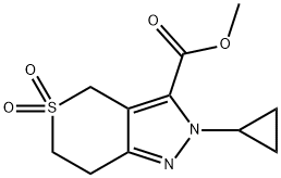 Thiopyrano[4,3-c]pyrazole-3-carboxylic acid, 2-
cyclopropyl-2,4,6,7-tetrahydro-, methyl ester,
5,5-dioxide 结构式