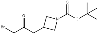 1-Azetidinecarboxylic acid, 3-(3-bromo-2-oxopropyl)-, 1,1-dimethylethyl ester Struktur