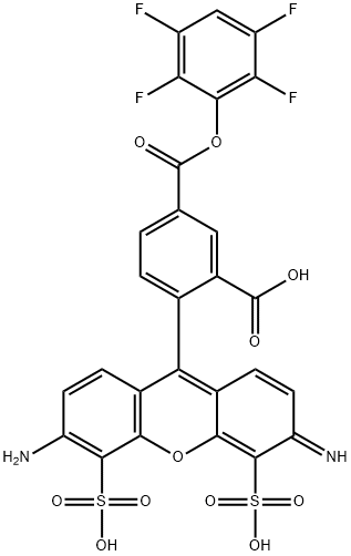 1,3-Benzenedicarboxylic acid, 4-(6-amino-3-imino-4,5-disulfo-3H-xanthen-9-yl)-, 1-(2,3,5,6-tetrafluorophenyl) ester,2133404-55-2,结构式