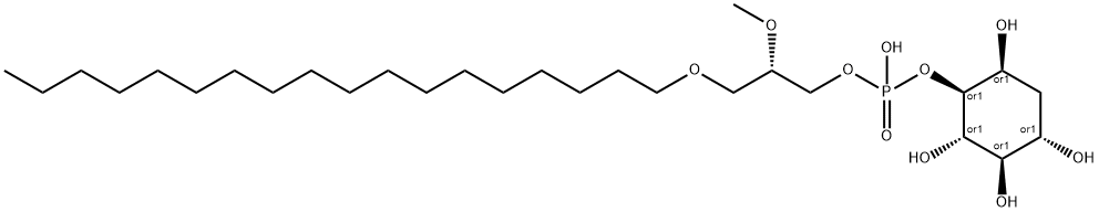 chiro-Inositol, 1-deoxy-, 5-hydrogen (3R)-3-methoxy-4-(octadecyloxy)butylphosphate 结构式