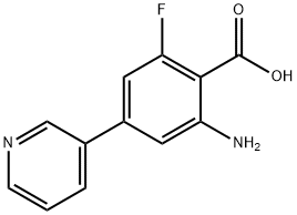 2-amino-6-fluoro-4-(pyridin-3-yl)benzoic acid 化学構造式