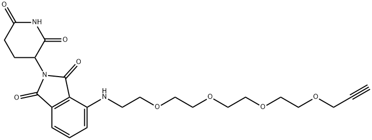 1H-Isoindole-1,3(2H)-dione, 2-(2,6-dioxo-3-piperidinyl)-4-(3,6,9,12-tetraoxapentadec-14-yn-1-ylamino)- Structure