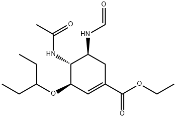 1-Cyclohexene-1-carboxylic acid, 4-(acetylamino)-3-(1-ethylpropoxy)-5-(formylamino)-, ethyl ester, (3R,4R,5S)-