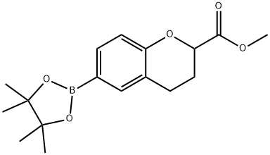 2-Methoxycarbonyl-3,4-dihydro-2H-benzopyran-6-boronic acid pinacol ester Struktur