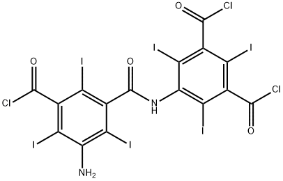 1,3-Benzenedicarbonyl dichloride, 5-[[3-amino-5-(chlorocarbonyl)-2,4,6-triiodobenzoyl]amino]-2,4,6-triiodo- 化学構造式