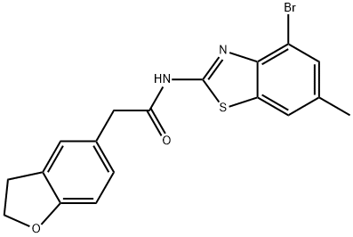 5-Benzofuranacetamide, N-(4-bromo-6-methyl-2-benzothiazolyl)-2,3-dihydro-,2216753-63-6,结构式
