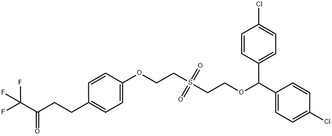 4-[4-(2-{2-[ビス(4-クロロフェニル)メトキシ]エタンスルホニル}エトキシ)フェニル]-1,1,1-トリフルオロブタン-2-オン 化学構造式