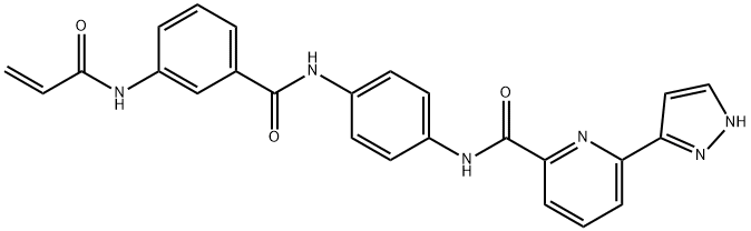 2-Pyridinecarboxamide, N-[4-[[3-[(1-oxo-2-propen-1-yl)amino]benzoyl]amino]phenyl]-6-(1H-pyrazol-3-yl)- Struktur