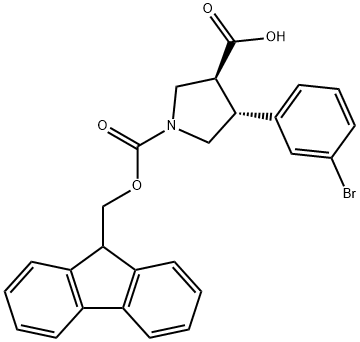 rac-(3R,4S)-4-(3-bromophenyl)-1-{[(9H-fluoren-9-yl)methoxy]carbonyl}pyrrolidine-3-carboxylic acid Structure