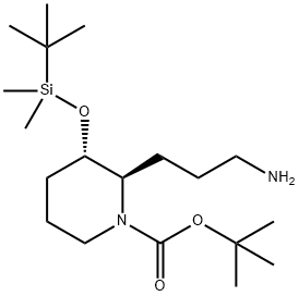 2-(3-aminopropyl)-3-[[(1,1-dimethylethyl)'dimethylsilyl]'oxy]-1,1-dimethylethyl'ester,'(2R,3S)-1-Piperidinecarboxylic'acid Struktur