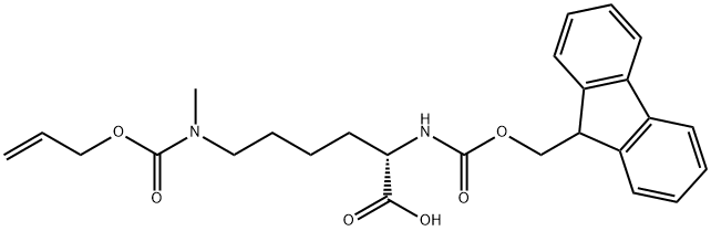 (2S)-2-({[(9H-fluoren-9-yl)methoxy]carbonyl}amino)-6-{methyl[(prop-2-en-1-yloxy)carbonyl]amino}hexanoic acid Struktur