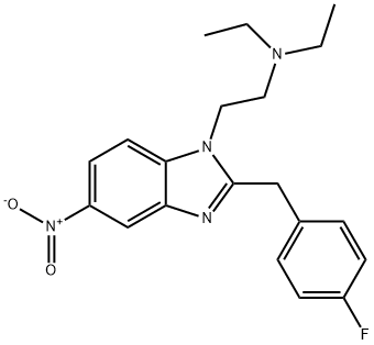 1H-Benzimidazole-1-ethanamine, N,N-diethyl-2-[(4-fluorophenyl)methyl]-5-nitro- 化学構造式