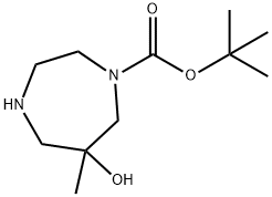 1H-1,4-Diazepine-1-carboxylic acid, hexahydro-6-hydroxy-6-methyl-, 1,1-dimethylethyl ester Struktur