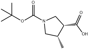 1,3-Pyrrolidinedicarboxylic acid, 4-methyl-, 1-(1,1-dimethylethyl) ester, (3R,4S)- Structure