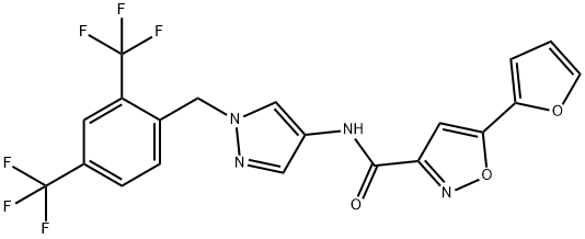 3-Isoxazolecarboxamide, N-[1-[[2,4-bis(trifluoromethyl)phenyl]methyl]-1H-pyrazol-4-yl]-5-(2-furanyl)- Structure