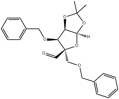 L-arabino-Pentodialdo-5,2-furanose, 4,5-O-(1-methylethylidene)-2-C-[(phenylmethoxy)methyl]-3-O-(phenylmethyl)-, (5R)- Structure