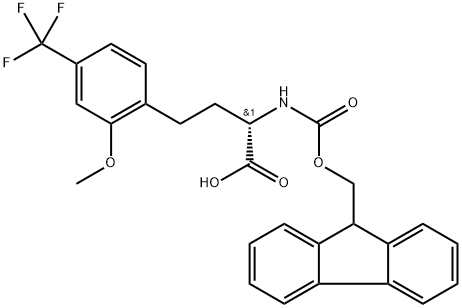 Fmoc-2-methoxy-4-(trifluoromethyl)-L-homophenylalanine Struktur