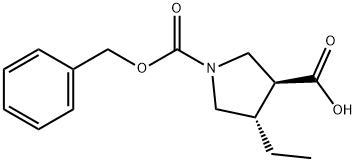 1,3-Pyrrolidinedicarboxylic acid, 4-ethyl-, 1-(phenylmethyl) ester, (3S,4S)- 化学構造式
