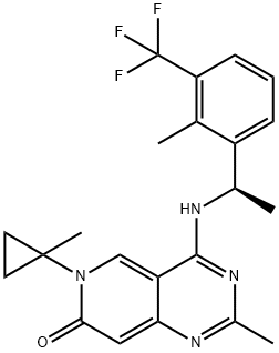 Pyrido[4,3-d]pyrimidin-7(6H)-one, 2-methyl-6-(1-methylcyclopropyl)-4-[[(1R)-1-[2-methyl-3-(trifluoromethyl)phenyl]ethyl]amino]-|化合物I-37