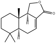 [5aS,(-)]-5,5a,6,7,8,9,9a,9bα-オクタヒドロ-6,6,9aβ-トリメチルナフト[1,2-c]フラン-3(1H)-オン 化学構造式