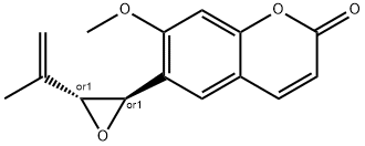 rel-7-メトキシ-6-[3α*-(1-メチルエテニル)オキシラン-2α*-イル]-2H-1-ベンゾピラン-2-オン 化学構造式