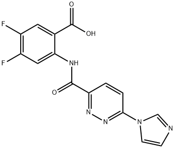 Benzoic acid, 4,5-difluoro-2-[[[6-(1H-imidazol-1-yl)-3-pyridazinyl]carbonyl]amino]- Struktur