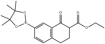 Ethyl 1-oxo-7-(tetramethyl-1,3,2-dioxaborolan-2-yl)-3,4-dihydro-2H-naphthalene-2-carboxylate 化学構造式