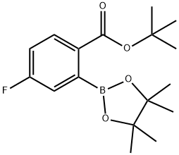 tert-Butyl 4-fluoro-2-(tetramethyl-1,3,2-dioxaborolan-2-yl)benzoate 化学構造式