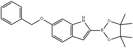 6-苄氧基-1H-吲哚-2-硼酸频哪醇酯, 2379560-99-1, 结构式
