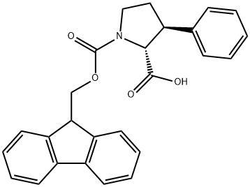 1,2-Pyrrolidinedicarboxylic acid, 3-phenyl-, 1-(9H-fluoren-9-ylmethyl) ester, (2R,3S)- Structure