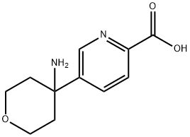 2-Pyridinecarboxylic acid, 5-(4-aminotetrahydro-2H-pyran-4-yl)- Structure