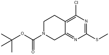 Pyrido[3,4-d]pyrimidine-7(6H)-carboxylic acid, 4-chloro-5,8-dihydro-2-(methylthio)-, 1,1-dimethylethyl ester,2386945-13-5,结构式