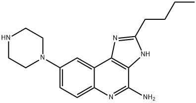 3H-Imidazo[4,5-c]quinolin-4-amine, 2-butyl-8-(1-piperazinyl)- 化学構造式