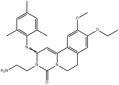 4H-Pyrimido[6,1-a]isoquinolin-4-one, 3-(2-aminoethyl)-9-ethoxy-2,3,6,7-tetrahydro-10-methoxy-2-[(2,4,6-trimethylphenyl)imino]- 结构式