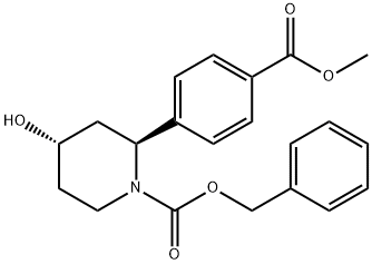 1-Piperidinecarboxylic acid, 4-hydroxy-2-[4-(methoxycarbonyl)phenyl]-, phenylmethyl ester, (2S,4S)- Struktur