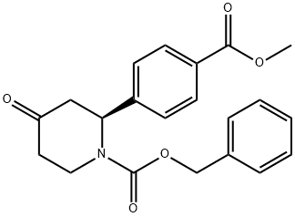 1-Piperidinecarboxylic acid, 2-[4-(methoxycarbonyl)phenyl]-4-oxo-, phenylmethyl ester, (2S)- 化学構造式