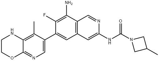 1-Azetidinecarboxamide, N-[8-amino-6-(2,3-dihydro-8-methyl-1H-pyrido[2,3-b][1,4]oxazin-7-yl)-7-fluoro-3-isoquinolinyl]-3-methyl- Structure