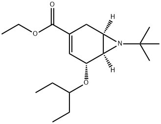 7-Azabicyclo[4.1.0]hept-3-ene-3-carboxylic acid, 7-(1,1-dimethylethyl)-5-(1-ethylpropoxy)-, ethyl ester, (1R,5R,6R)- Struktur